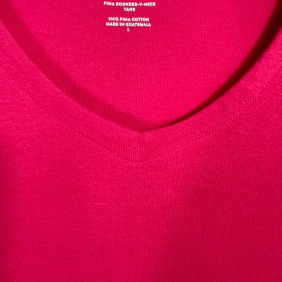 J. Jill Pima Rounded V Neck A-Line Tank Sz Large Strawberry Red Pink 100% Cotton - Picture 6 of 10